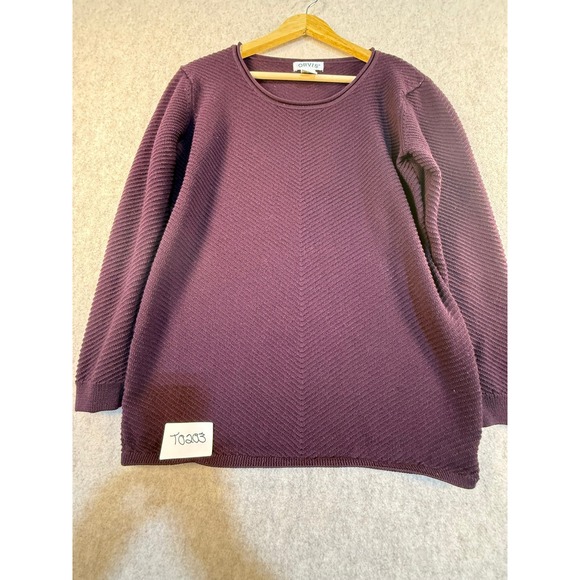 Orvis Sweaters - Orvis Womens 100% Wool Chevron Knit Sweater Purple Long Sleeve Crew Neck Size S